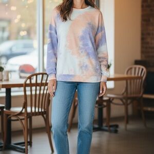 Shein Tie-Dye Sweatshirt – Size Small (US 4) – Pink, Blue & White